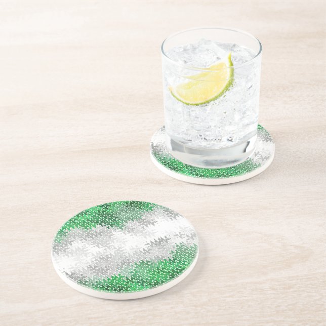 Trippy Squiggly Abstract Grayromantic Pride Flag Coaster (Side)