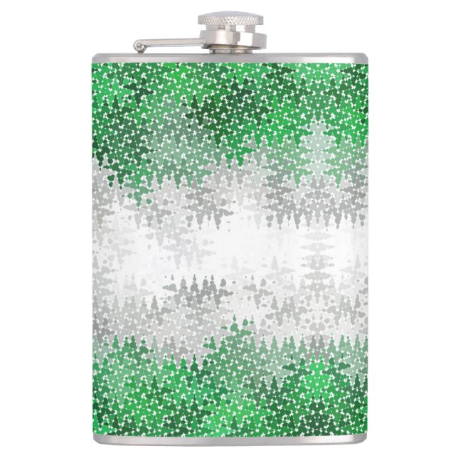 Trippy Squiggly Abstract Grayromantic Pride Flag Hip Flask (Front)