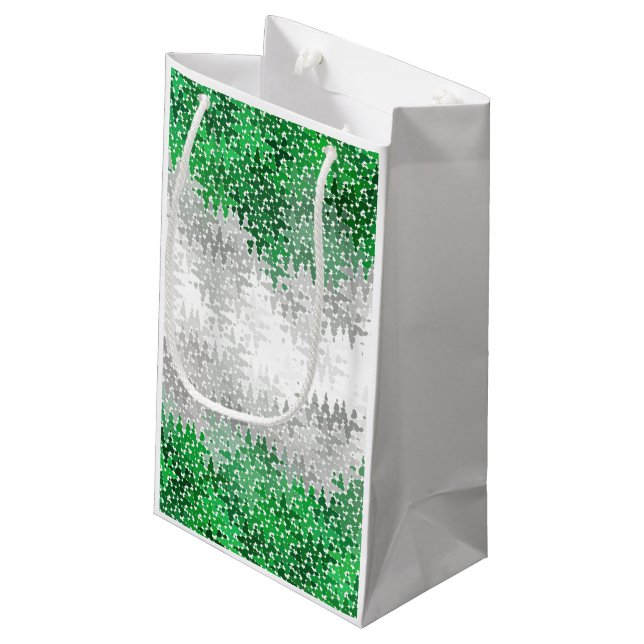 Trippy Squiggly Abstract Grayromantic Pride Flag Small Gift Bag (Back Angled)