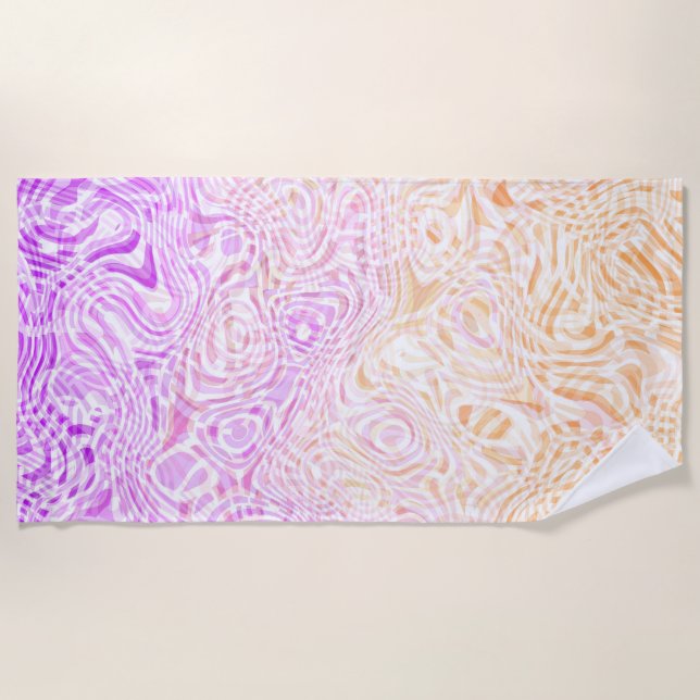 Trippy Squiggly Boho Abstract Trixic Pride Flag Beach Towel (Front)
