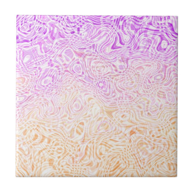 Trippy Squiggly Boho Abstract Trixic Pride Flag Ceramic Tile (Front)