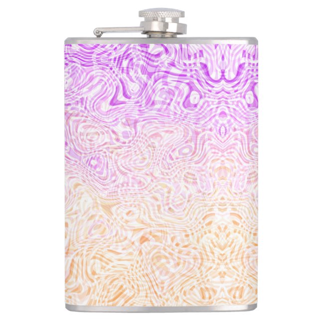 Trippy Squiggly Boho Abstract Trixic Pride Flag Hip Flask (Front)