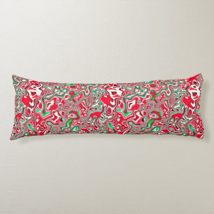 Trippy Squiggly Funky Maximalist Christmas Stripes Body Cushion