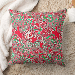 Trippy Squiggly Funky Maximalist Christmas Stripes Cushion