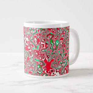 Trippy Squiggly Funky Maximalist Christmas Stripes Large Coffee Mug