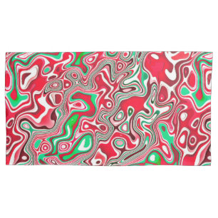 Trippy Squiggly Funky Maximalist Christmas Stripes Pillowcase