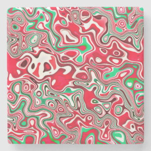 Trippy Squiggly Funky Maximalist Christmas Stripes Stone Coaster