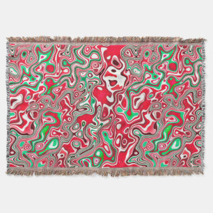 Trippy Squiggly Funky Maximalist Christmas Stripes Throw Blanket