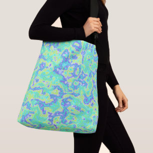 Trippy Squiggly Groovy Bold Neon Acid Trip Marble Crossbody Bag