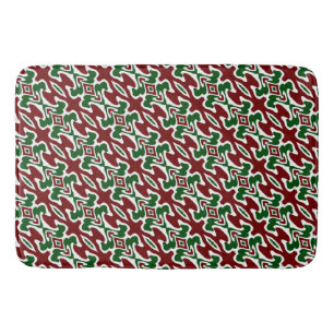 Trippy Squiggly Retro Mod Christmas Stripe Pattern Bath Mat