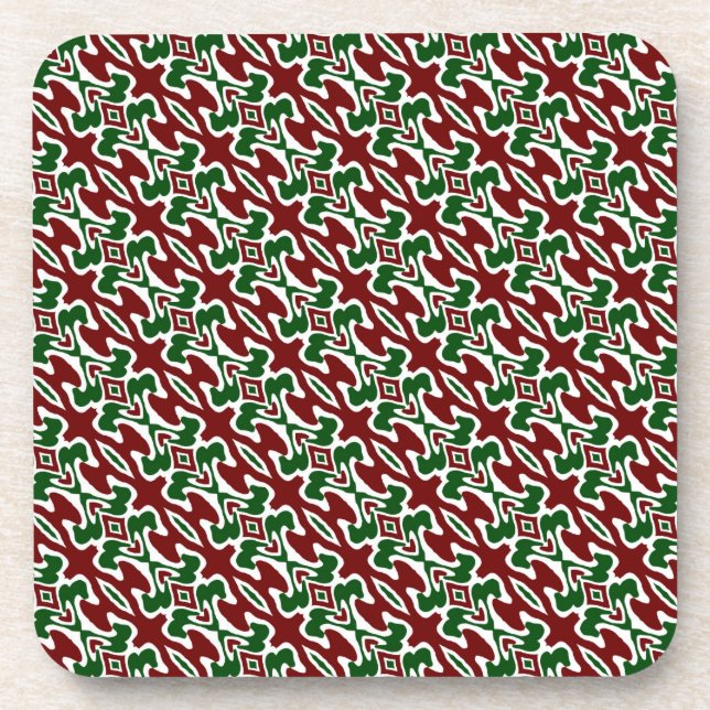 Trippy Squiggly Retro Mod Christmas Stripe Pattern Coaster (Front)