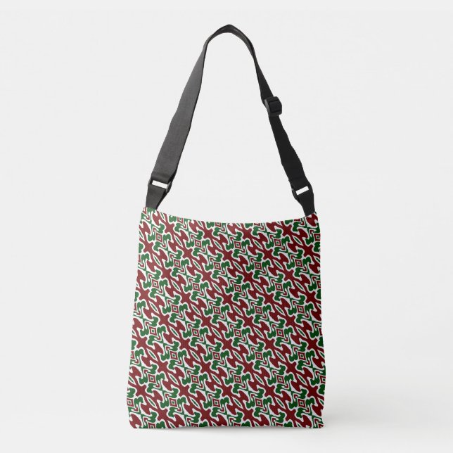 Trippy Squiggly Retro Mod Christmas Stripe Pattern Crossbody Bag (Front)