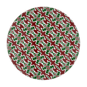 Trippy Squiggly Retro Mod Christmas Stripe Pattern Cutting Board