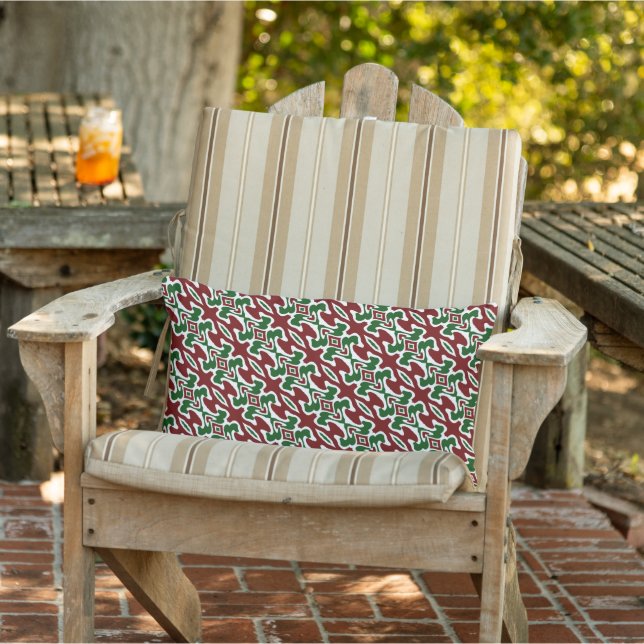 Trippy Squiggly Retro Mod Christmas Stripe Pattern Lumbar Cushion (Chair)