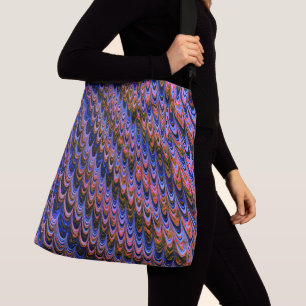 Trippy Squiggly Ripply Bohemian Funky Fractal Art Crossbody Bag