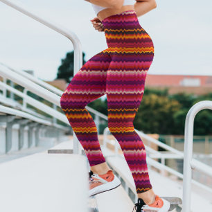 Trippy Stripes Bold Purple Psychedelic Glitchy Leggings