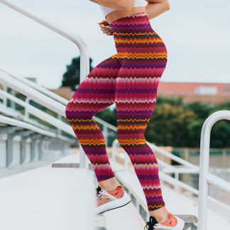 Trippy Stripes Bold Purple Psychedelic Glitchy Leggings