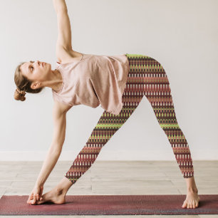 Trippy Stripes Earthy Colours Cool Psychedelic Leggings