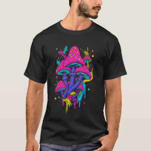 Trippy Style Vibrant Mushrooms EDM House Techno Mu T-Shirt