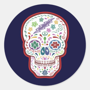 Trippy Sugar Skull Classic Round Sticker