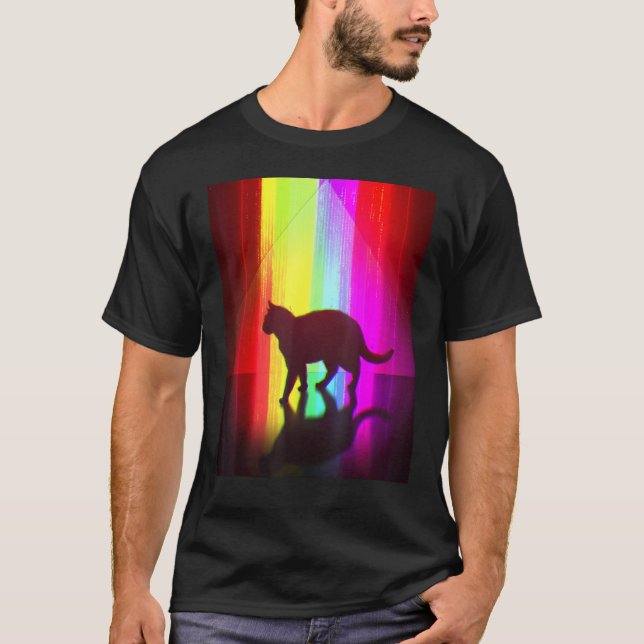Trippy Surreal Cat Acidwave Aesthetic Surrealism R T-Shirt (Front)
