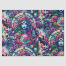 Trippy tie dye Halloween witch goddess gift wrap