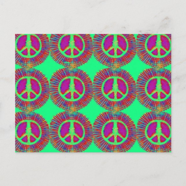 Trippy Tie-Dye Psychedelic Peace Sign Postcard (Front)