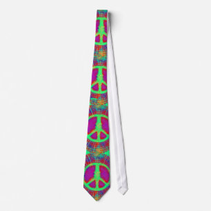 Trippy Tie-Dye Psychedelic Peace Sign Tie