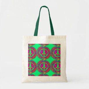 Trippy Tie-Dye Psychedelic Peace Sign Tote Bag