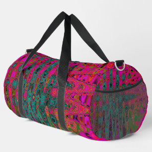 Trippy Turquoise Abstract Retro Atomic Waves Duffle Bag