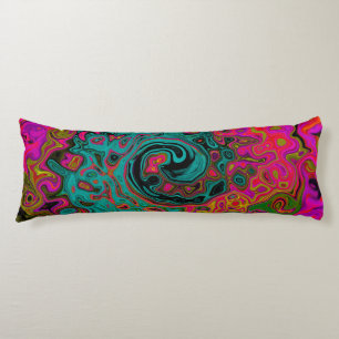 Trippy Turquoise Abstract Retro Liquid Swirl Body Cushion