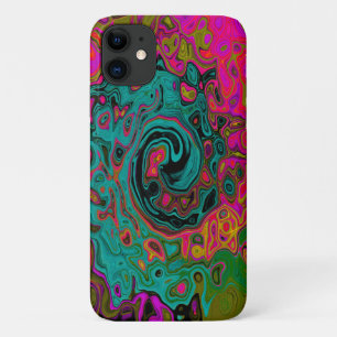Trippy Turquoise Abstract Retro Liquid Swirl iPhone 11 Case