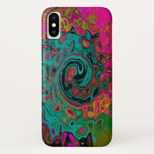 Trippy Turquoise Abstract Retro Liquid Swirl iPhone X Case