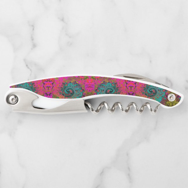 Trippy Turquoise Abstract Retro Liquid Swirl Corkscrew (Front)