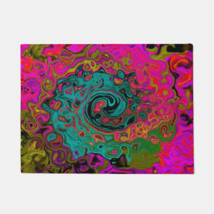 Trippy Turquoise Abstract Retro Liquid Swirl Doormat
