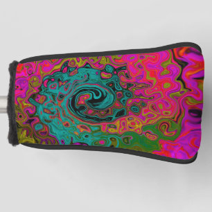Trippy Turquoise Abstract Retro Liquid Swirl Golf Head Cover