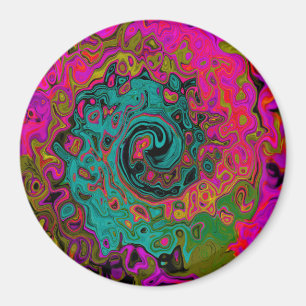 Trippy Turquoise Abstract Retro Liquid Swirl Magnet