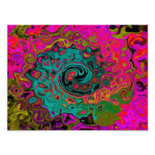Trippy Turquoise Abstract Retro Liquid Swirl Photo Print