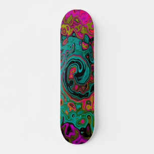 Trippy Turquoise Abstract Retro Liquid Swirl Skateboard
