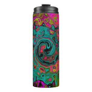 Trippy Turquoise Abstract Retro Liquid Swirl Thermal Tumbler