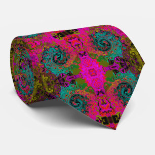 Trippy Turquoise Abstract Retro Liquid Swirl Tie