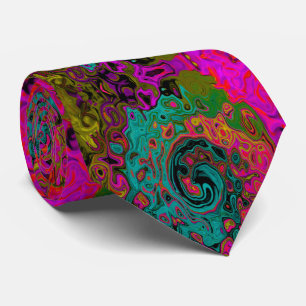 Trippy Turquoise Abstract Retro Liquid Swirl Tie