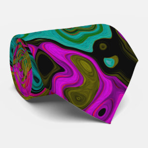 Trippy Turquoise Abstract Retro Liquid Swirl Tie