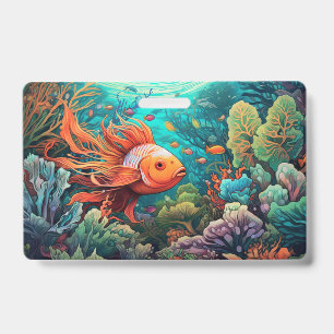 Trippy underwater fish ID badge