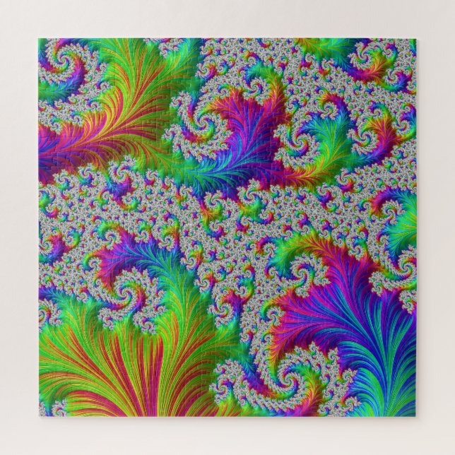 Trippy Vibrant Bold Trippy Rainbow Spiral Fractal Jigsaw Puzzle (Vertical)