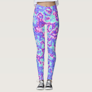 Trippy Vibrant Colourful Maximalist Abstract Marbl Leggings