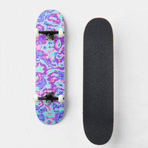 Trippy Vibrant Colourful Maximalist Abstract Marbl Skateboard