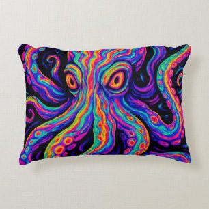 Trippy Vibrant Octopus Decorative Cushion