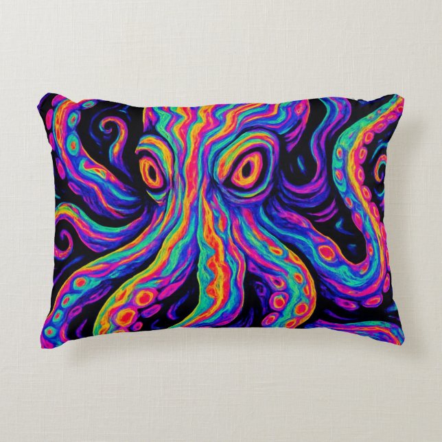 Trippy Vibrant Octopus  Decorative Cushion (Front)
