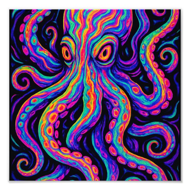 Trippy Vibrant Octopus  Photo Print (Front)